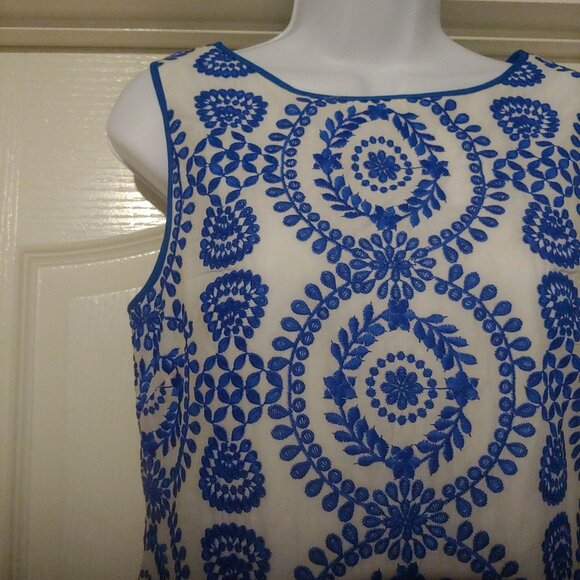Jude Connally Sleeveless Embroidered Classic Preppy Career Shift Dress S Floral - Picture 3 of 9